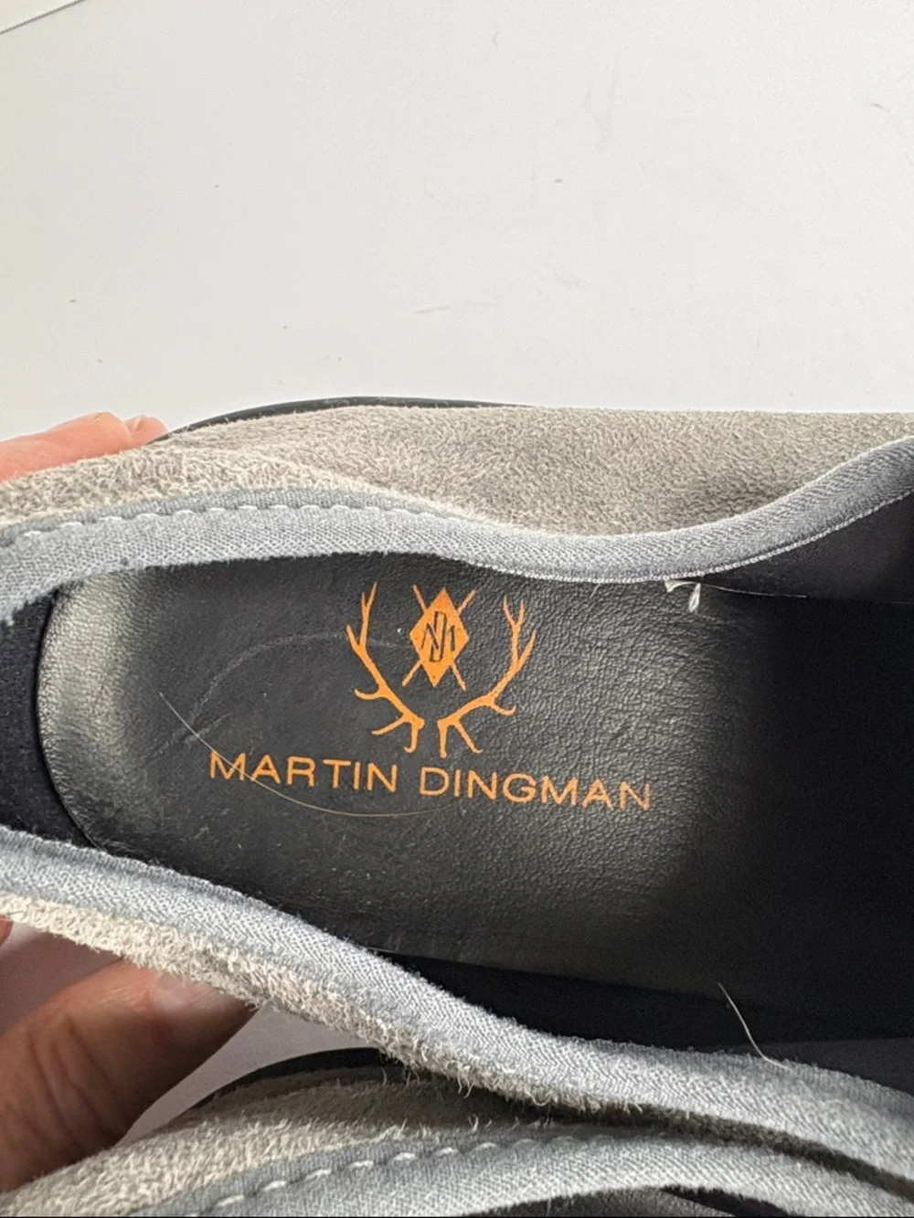 Martin Dingman Gray Suede Low-Top Sneakers with Black Sole